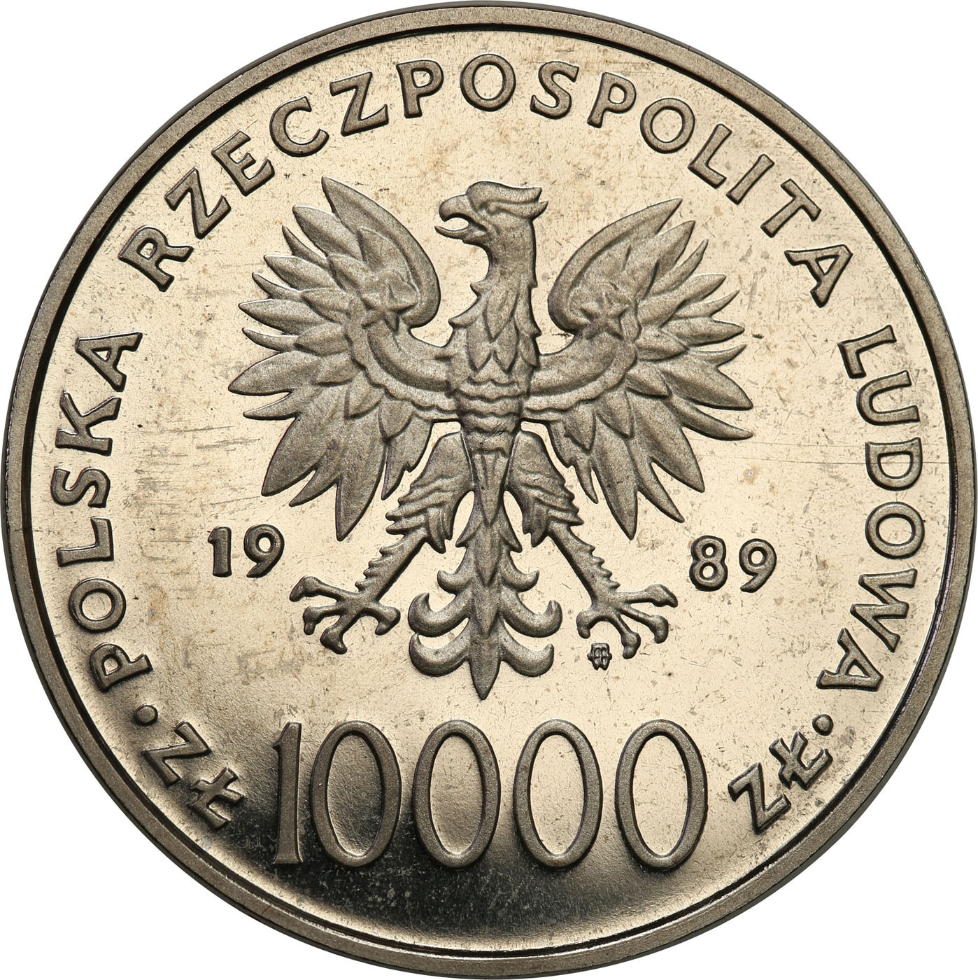 PRL. PRÓBA Nikiel 10 000 złotych 1989- Jan Paweł II – pastorał - Rzadka